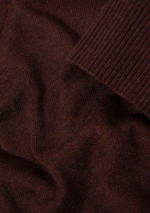 Bisiklet Yaka Kahverengi Kazak - Mavi фото 10