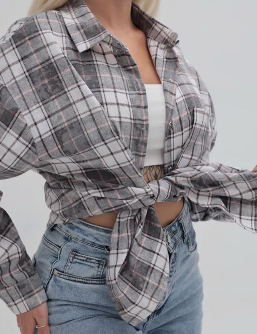 K13008 Рубашка OVER SIZE ЗЕЛЕНЫЙ