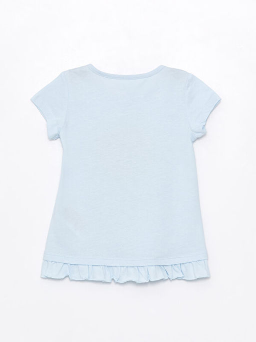 Bisiklet Yaka K?sa Kollu Bask?l? K?z Bebek Ti??rt - Waikiki фото 2