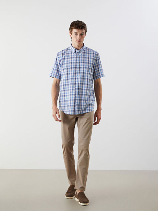 Regular Fit K?sa Kollu Ekose Erkek G?mlek