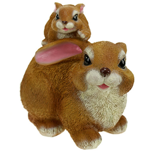 Скульптура-фигура для сада из полистоуна "Заяц с зайчонком маленькие" 22х23см (Россия)