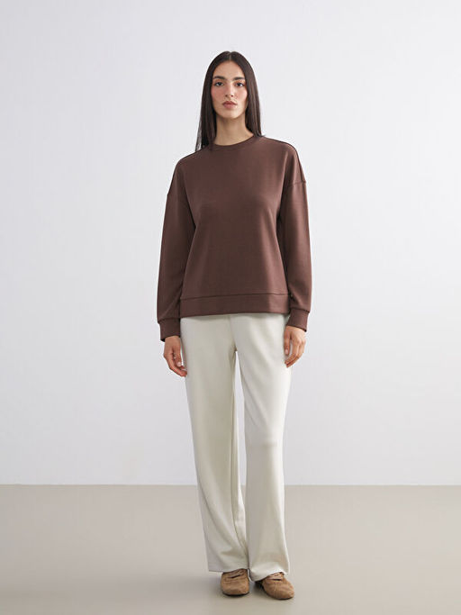 Bisiklet Yaka Oversize Kad?n Sweatshirt