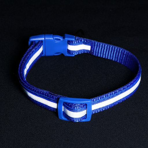 Ошейник двухслойный с фастексом и светоотражающей полосой, 30 х1,5 см, синий - Пижон фото 6