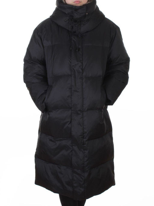3063 BLACK Пальто пуховое женское оверсайз (утиный пух)