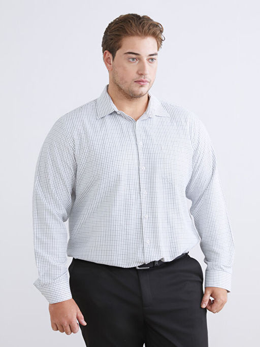 Regular Fit Uzun Kollu Ekose Gabardin Erkek G?mlek