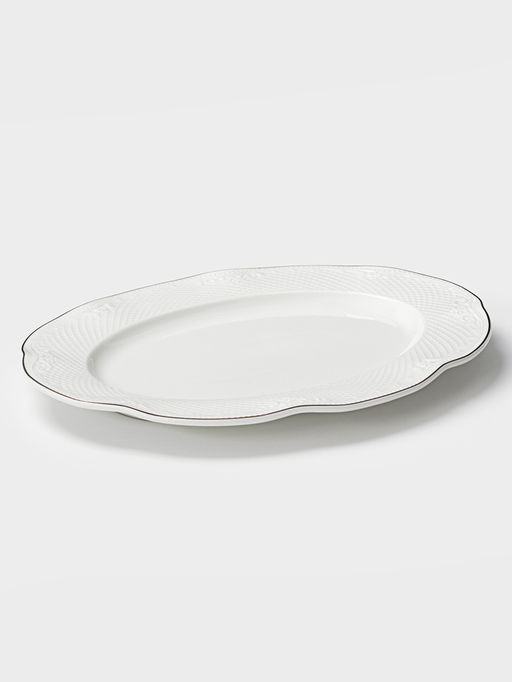 Блюдо сервировочное WY Empire, овальное, 23×30×2.5 см, фарфор, белое