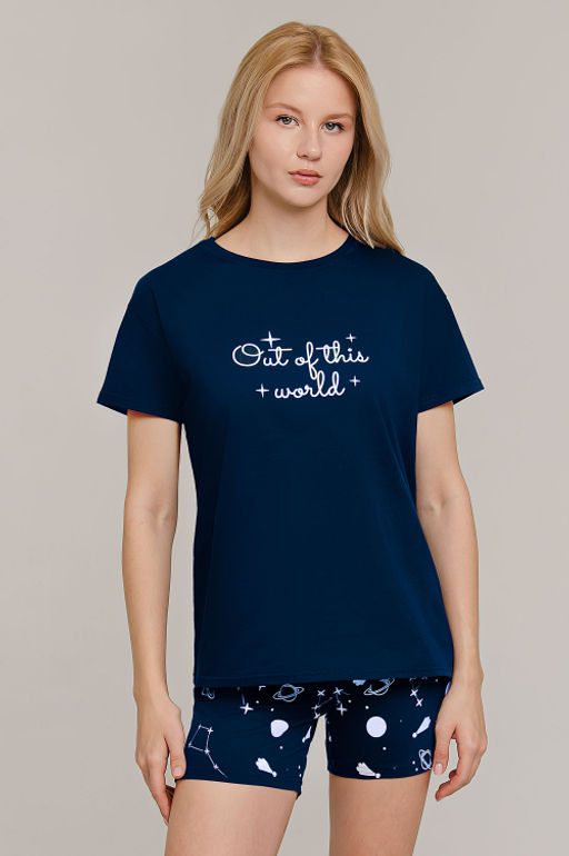 Арт. 9161 Пижама с шортами 42-50 (5 шт) Цвет:верх-темно-синий, низ-темно-синий - Калинка фото 13