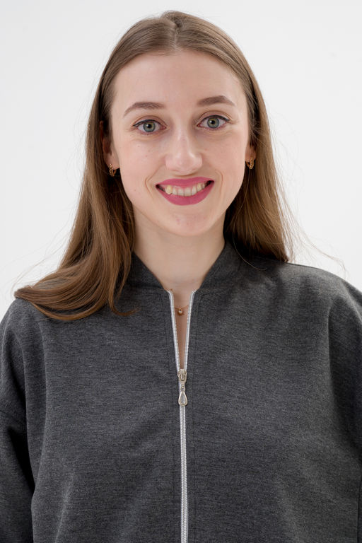 Бомбер из коттон фита антрацит - Амадэль фото 13