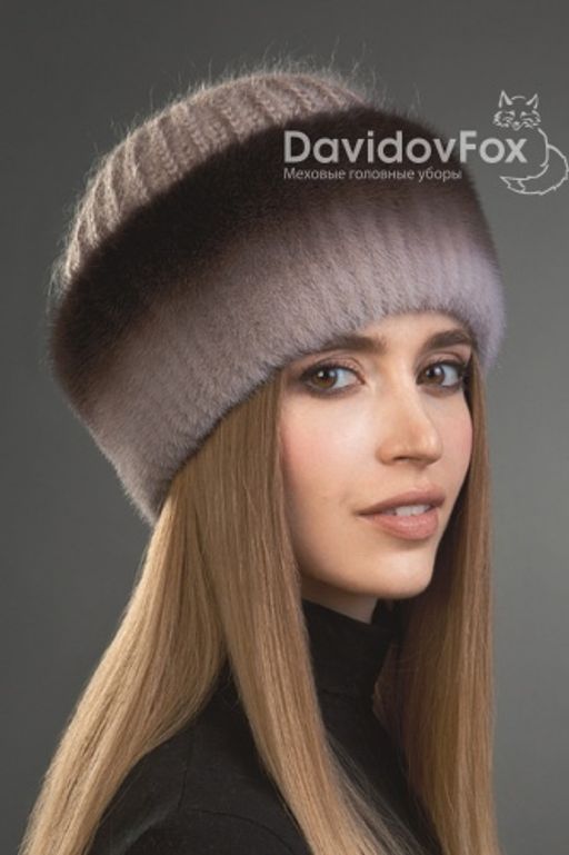 ВИДЕООБЗОР шапка Адель норка трикотаж капучино градэ