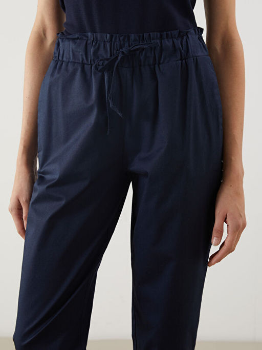 Beli Lastikli D?z Gabardin Kad?n Pantolon