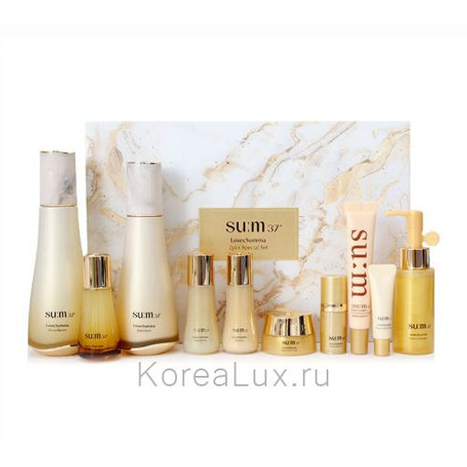Набор антивозрастных премиальных питательных средств SU:M37 LosecSumma 2pcs Special Set 9, Skinsoftner 150ml/20ml+Emulsion 130ml/20ml+Essence 8ml+Essence 12ml+Cream 10ml+Eye Cream 10ml+Foam Cleanser 60ml