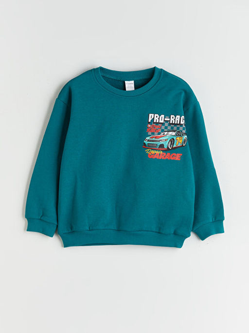 Bask?l? Erkek ?ocuk Sweatshirt ve E?ofman Alt 2li