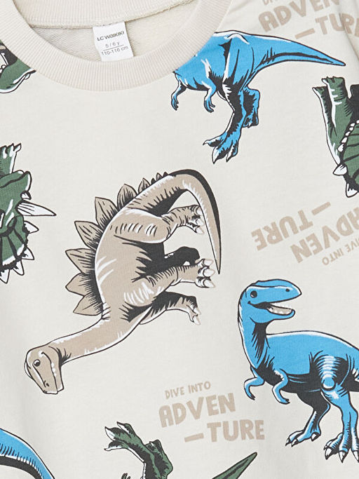 Bisiklet Yaka Bask?l? Erkek ?ocuk Sweatshirt ve E?ofman Alt 2li