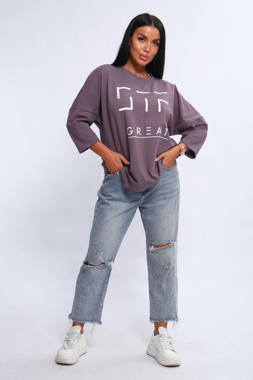 Свитшот 375702 оверсайз трикотажный