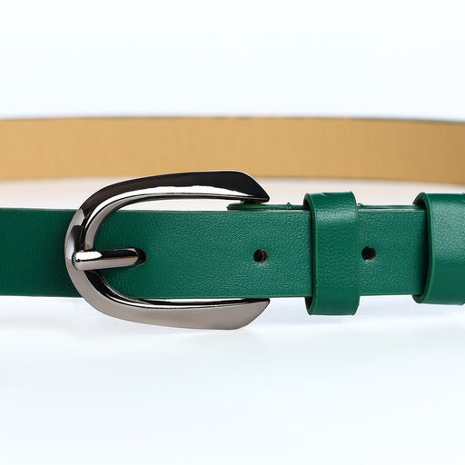 Ремень женский тонкий, 110×1.6 см, пряжка тёмный металл, зелёный