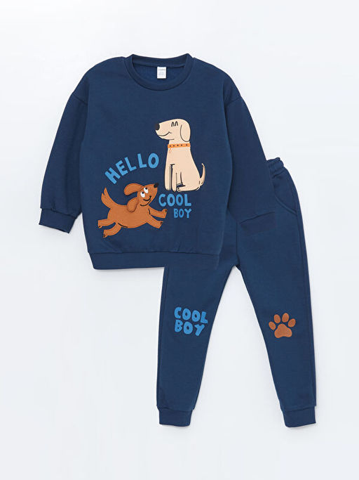 Bisiklet Yaka Bask?l? Erkek Bebek E?ofman Tak?m