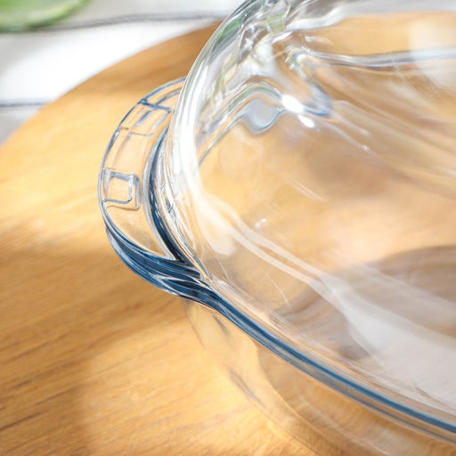 Утятница Paşabahçe Borcam, 2 л, с крышкой-формой, жаропрочное стекло, прозрачная