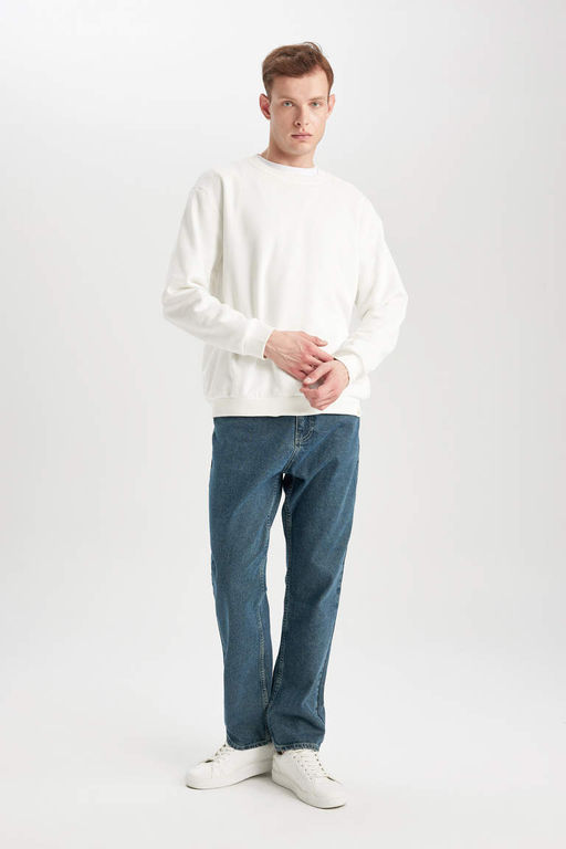 Джинсовые брюки прямого кроя с нормальной талией и нормальной талией - Defacto фото 3