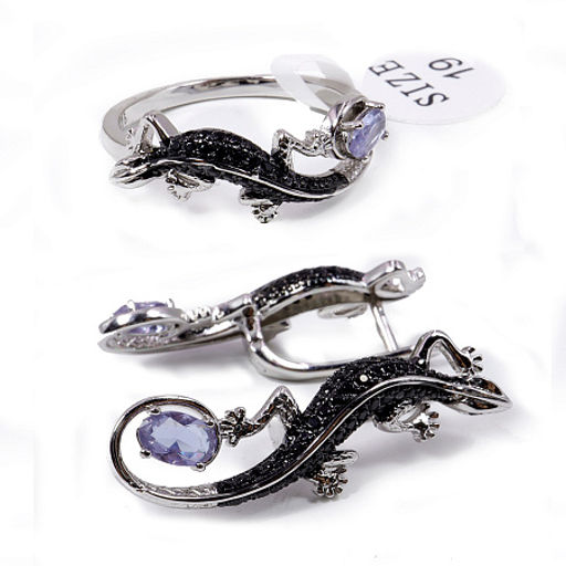 Комплект ювелирной бижутерии Silver Gold кольцо и серьги с Аметрином - Сандаловый дом фото 4