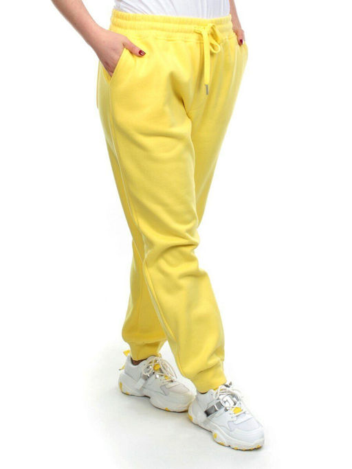 M049 YELLOW Брюки спортивные женские на флисе (100% хлопок) 7986