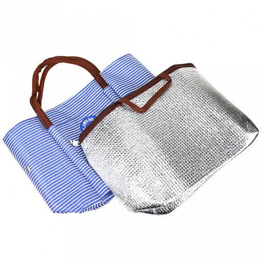 Lunch bag Сумка обеденная 26х13,5х22см (34см с ручками), полиэстер, на подкладке, внутренний карман на молнии, наружный карман, сумка-вставка 24х11,5х21см термоизоляция на молнии, синий (Китай) - Домашняя мода фото 4