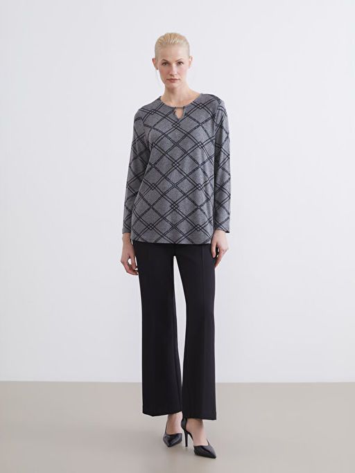 Bisiklet Yaka Desenli Bluz