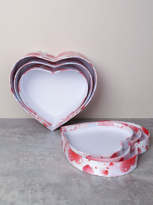 Коробка подарочная 3 штуки Сердце / 1157 /уп 24/16*18.3*7/18*20.3*8/20*22.3*9cm - ГалеонТрейд фото 4