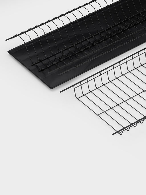 Сушилка для посуды с поддоном для шкафа 80 см, 76.5×25.6 см, чёрная