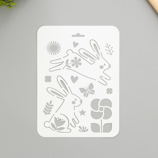 Пластиковый трафарет для творчества «Зайки», шаблон, 16×22 см