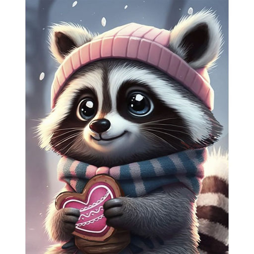 Алмазная мозаика на новый год с частичным заполнением для детей Енотик, 20?25 см, набор для творчества