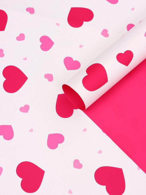 Цена за 20 шт. Пленка для цветов, «Сердца на белом», барби, 57×57 см