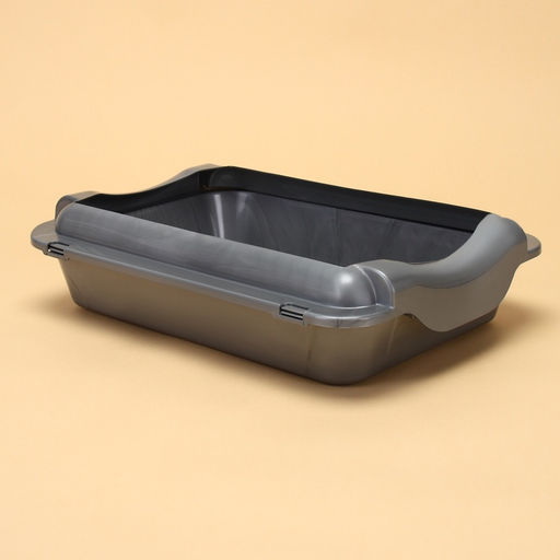 Туалет средний с бортом 36×26×9 см, лоток+борт серебро