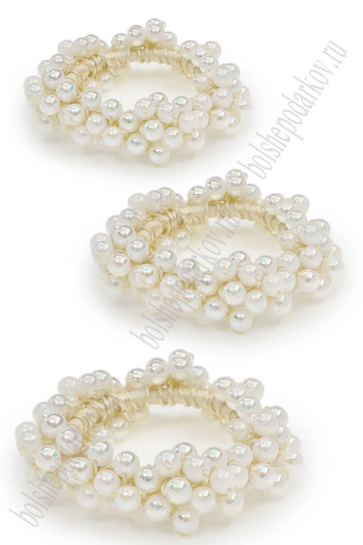 Резинки с бусинами для волос 5 см (3 шт) SF-8013, мультиколор №2