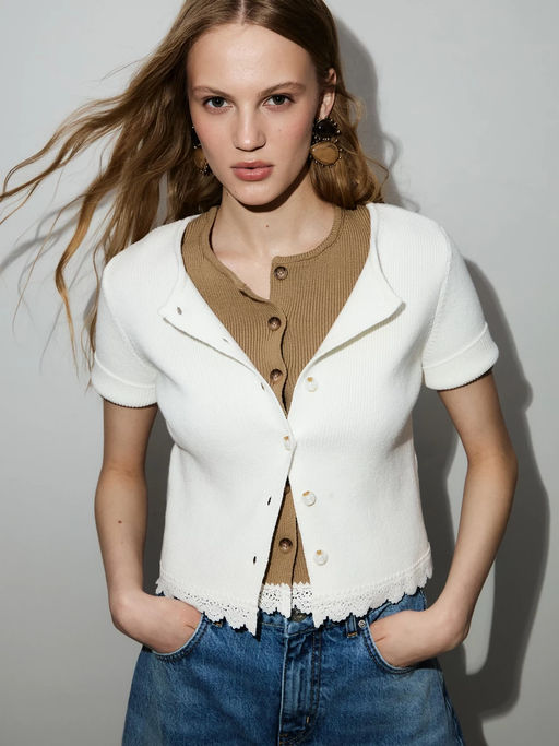 Укороченный кардиган из хлопка / Zarina  фото 4