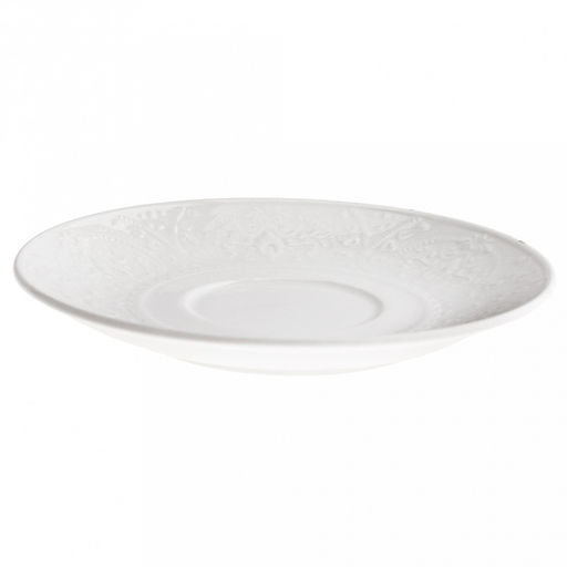 "Русь" Блюдце фарфоровое д160мм h23мм, белый, рельефный декор (подходит для чашки код 104845) (Китай)