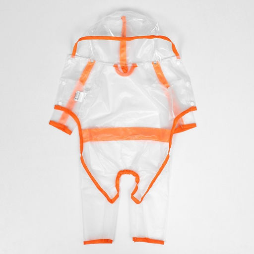 Дождевик-комбинезон для собак, р-р L (ДС 35, ОГ 47 см, вес 8-11 кг), прозрачный-оранжевый - Simaland фото 3