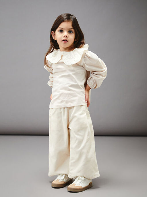 Bebe Yaka K?z Bebek Bluz ve Pantolon 2li Tak?m