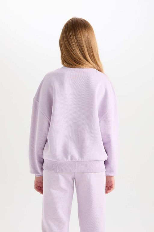 Толстовка с круглым вырезом для девочек Disney Lilo & Stitch Relax Fit - Defacto фото 6