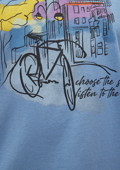 Bisiklet Bask?l? Mavi Tisort  фото 6