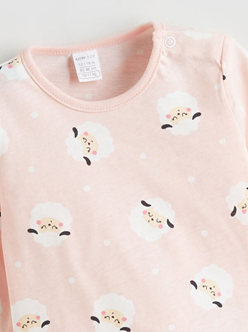 Bisiklet Yaka Bask?l? K?z Bebek Ti??rt