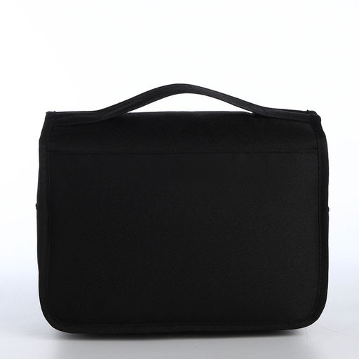 Косметичка-несессер дорожная на молнии, липучках, с крючком, ручкой, чёрная - Simaland фото 2
