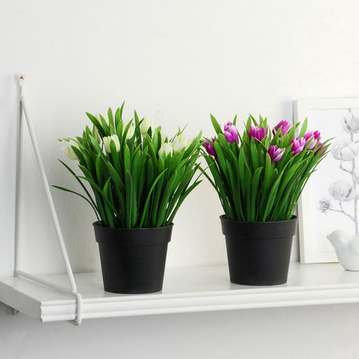 Искусственный цветок в горшке Тюльпаны и зелень, 9?18 см, МИКС