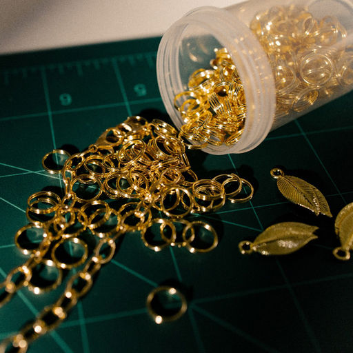 Цена за 2 шт. Кольцо соединительное двойное 0.8 см (набор 50 г, ± 310 шт.) СМ-1028, цвет золото