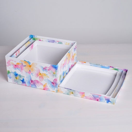 Набор подарочных коробок 3 в 1 Акварельные бабочки, 18 х 18 х 10 - 22 х 22 х 12 см - Дарите счастье фото 6