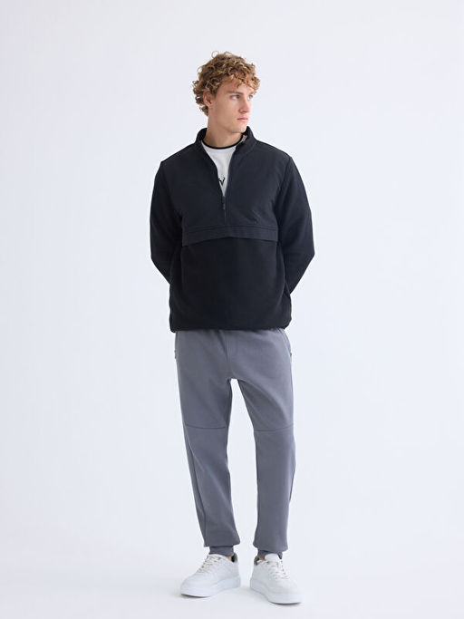 Dik Yaka Uzun Kollu Polar Erkek Sweatshirt