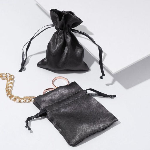 Цена за 50 шт. Мешочек подарочный атласный, 7x9см, цвет графитовый - Simaland фото 3