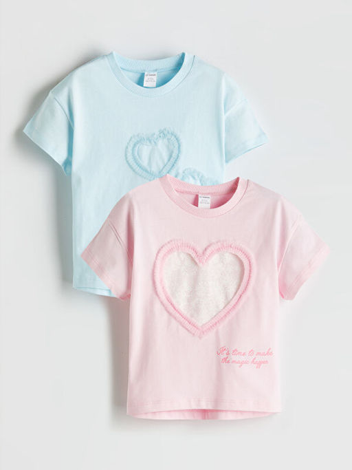 Bisiklet Yaka Nak??l? K?z ?ocuk Ti??rt 2li