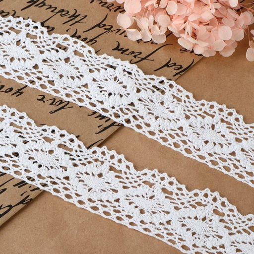 Кружево вязаное, 40 мм, 15±1 м, белое