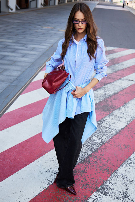 Рубашка оверсайз в полоску хлопковая