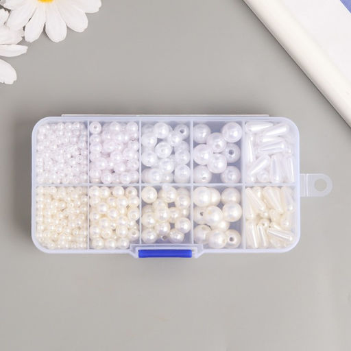 Бусины в шкатулке «Жемчужные», 10 делений 12.9×6.7×2.2 см